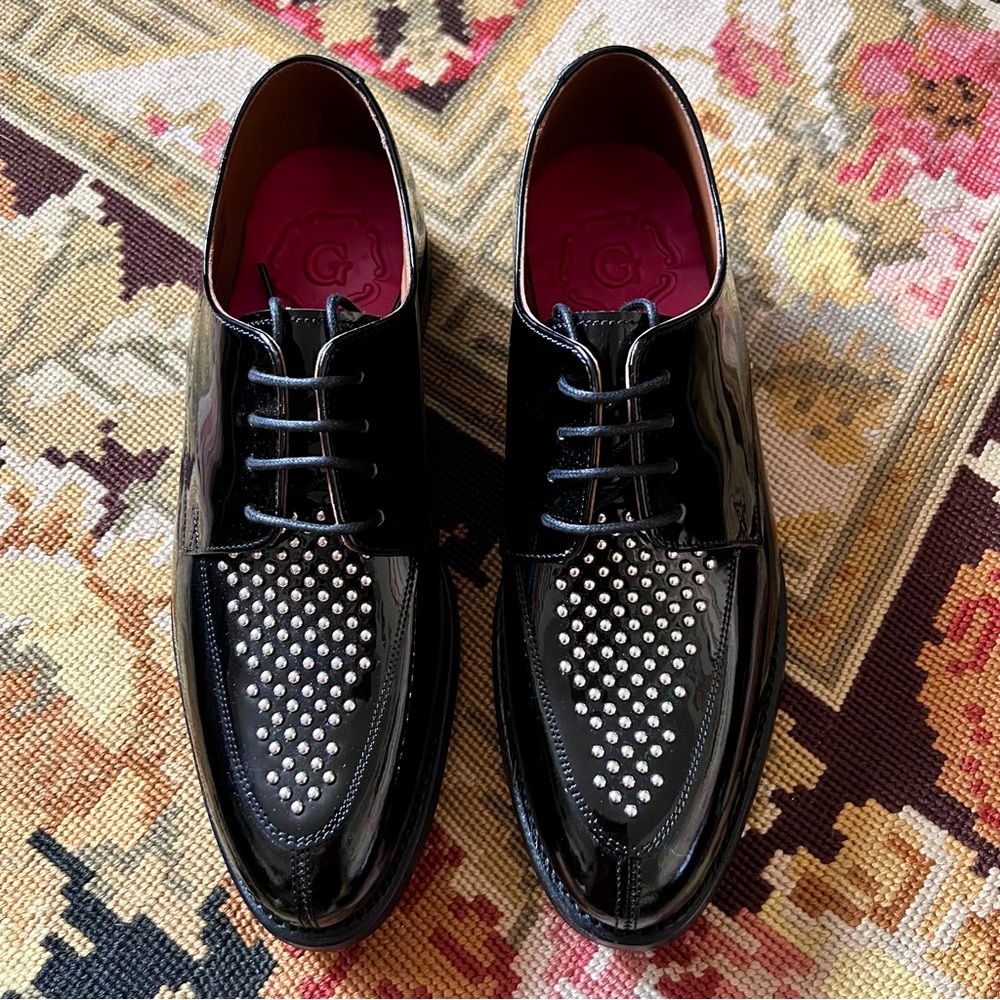 Grenson Studded Patent Leather Oxford Shoes